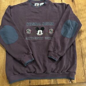 Vintage Disney Mickey Mouse Sweatshirt Purple Stitched Logo Elbow Patches 90s